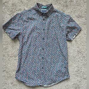 Mens 100% Cotton Floral Button Down Shirt Small